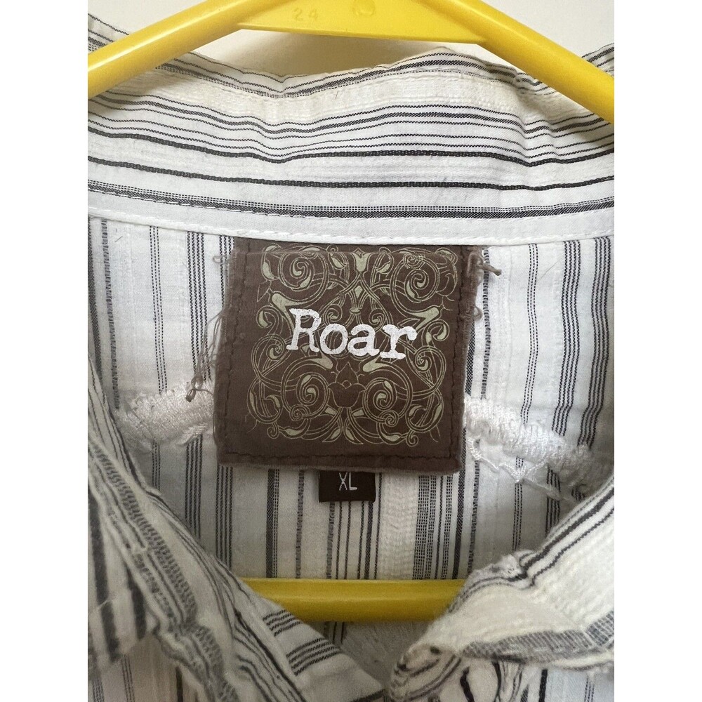 Embroidered Western Button Up Shirt Roar White w Black Grey Stripes XL Cowboy - Picture 5 of 11
